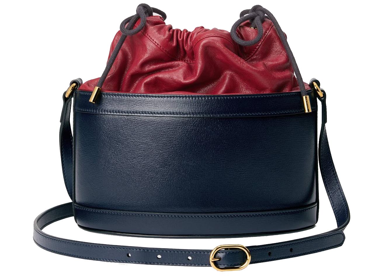 Gucci 1955 Horsebit Bucket Bag Small Blue Red in Leather with Gold