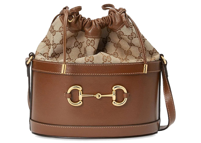 Gucci 1955 Horsebit Bucket Bag Small Brown in Leather Suede with