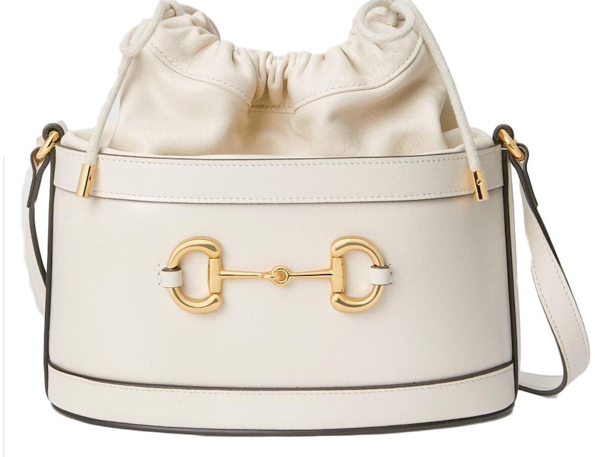 White Leather Gucci 1955 Horsebit Shoulder Bag