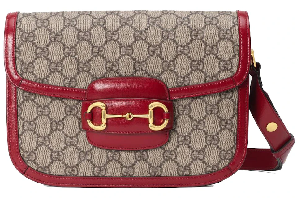 Gucci 1955 Horsebit Shoulder Bag Small Beige/Red