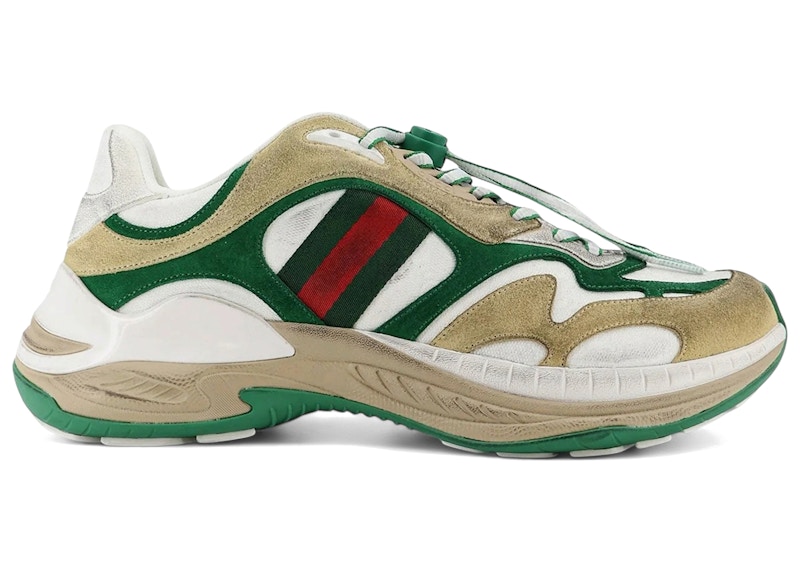 Men's Gucci 2.0 Sneaker Web Sneakers in White/Green/Yellow