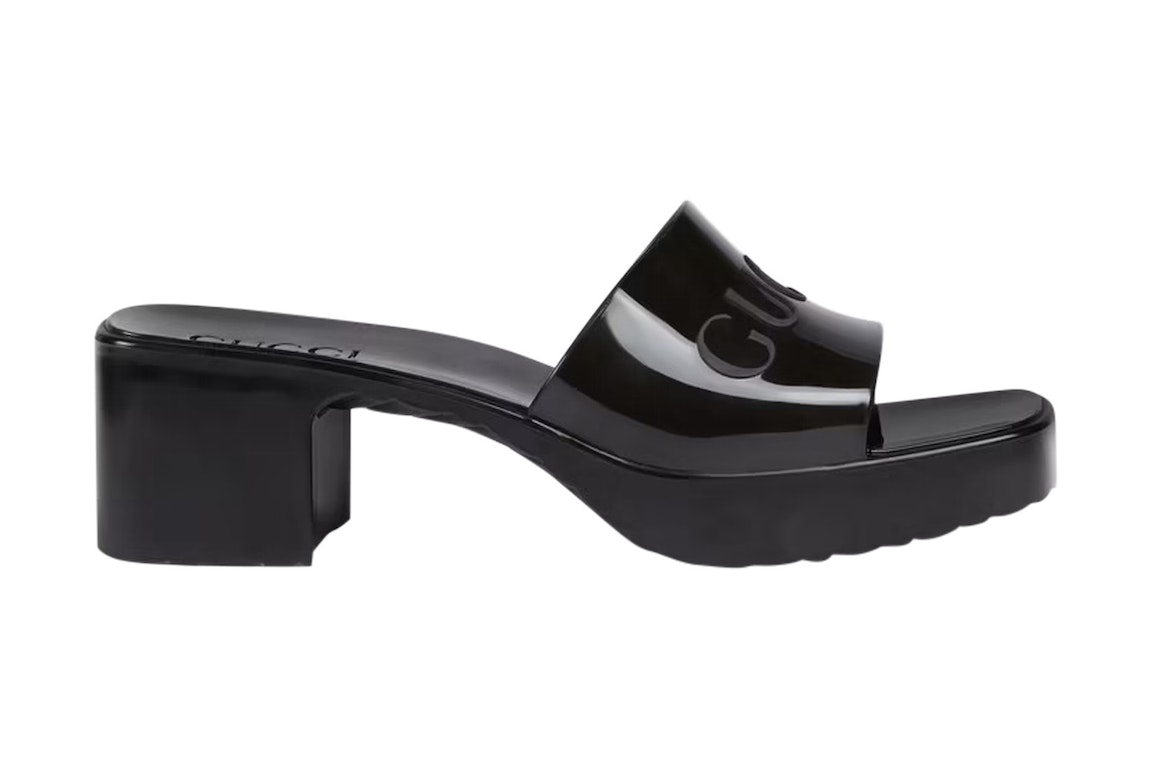 Pre-owned Gucci 60mm Slide Sandal Black Rubber