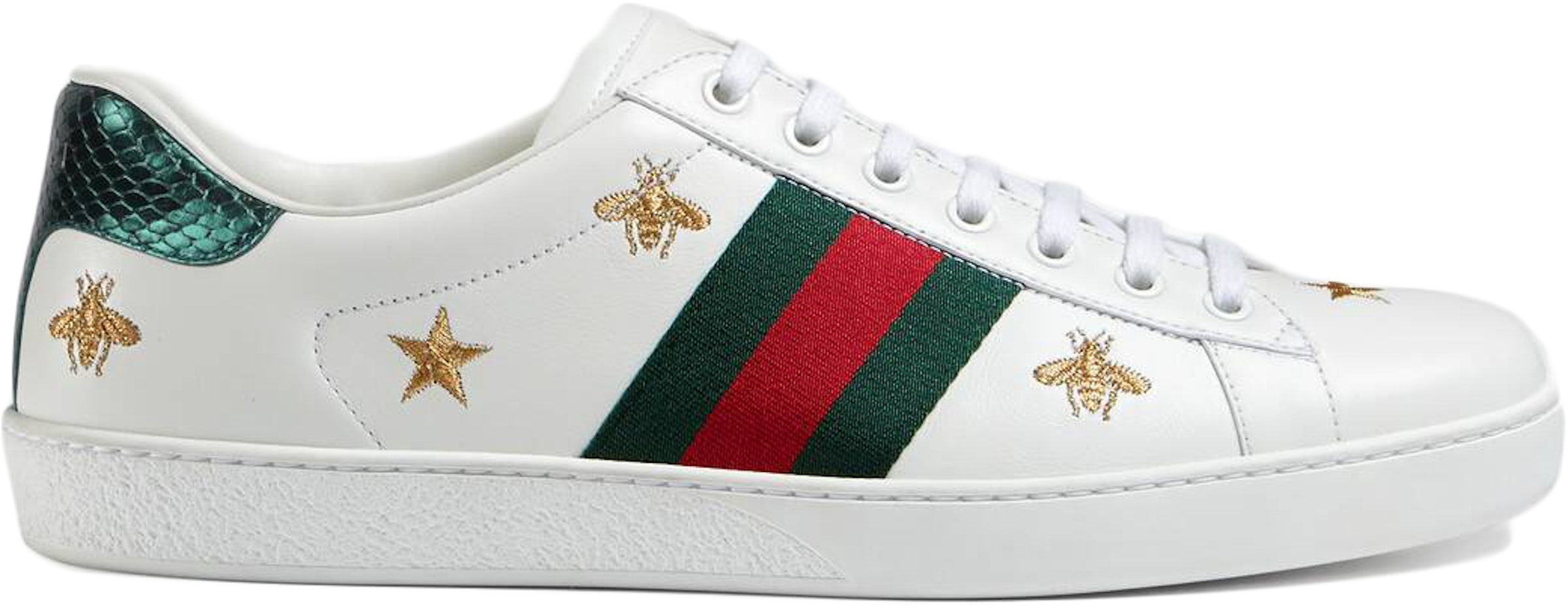 Gucci Ace Stars Embellished 7.5 Leather Low Trainer