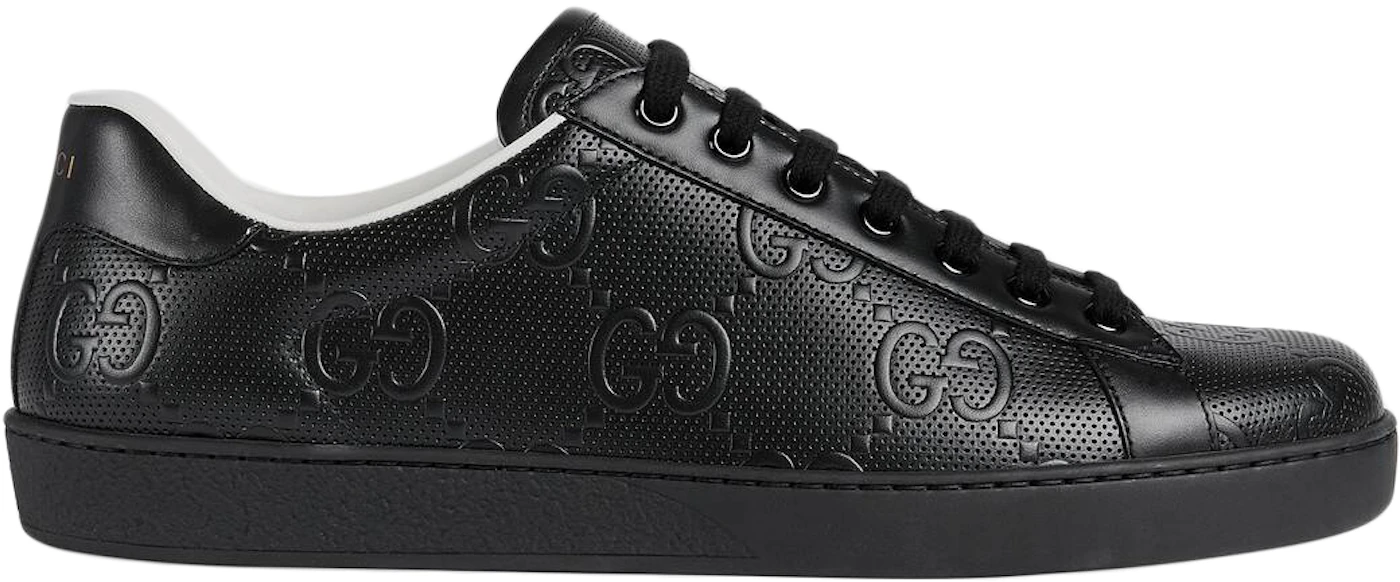 Gucci Men's GG Supreme New Ace Sneakers - Black - Size 9
