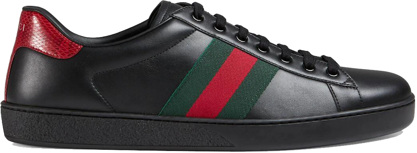 Gucci Ace Flame Black Leather Sneakers Men's 8.5
