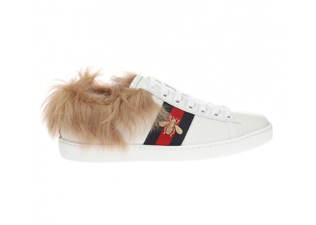 Pre-owned Gucci Ace Fur White (women's)