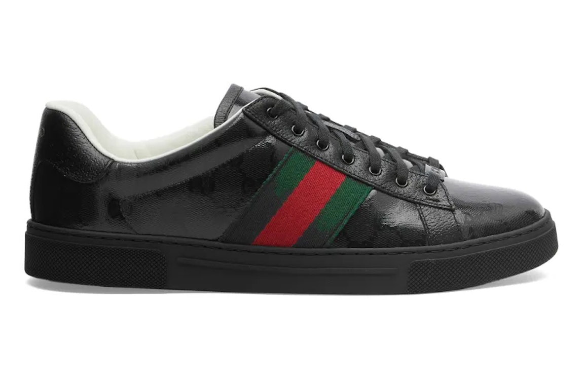 Pre-owned Gucci Ace Gg Crystal Canvas Black