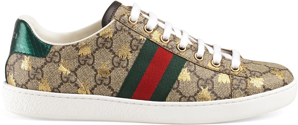 Gucci Women's Ace GG Supreme Sneaker with Bees, Beige, GG Canvas