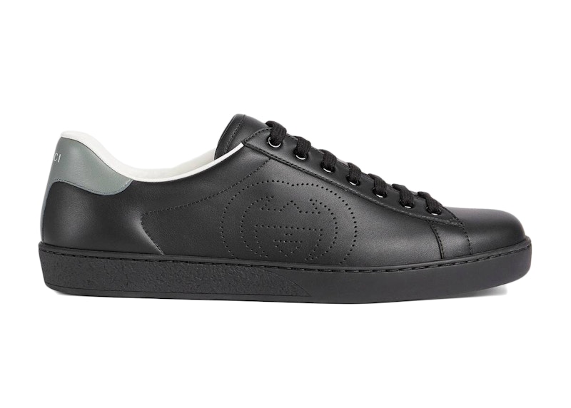 Gucci Ace Perforated Interlocking G Black Men's - 599147 AYO70 