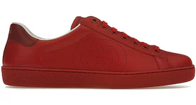 Gucci Ace Perforated Interlocking G Red