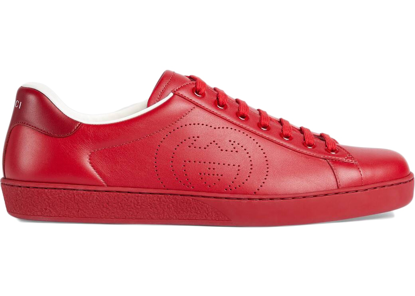 Gucci Ace Perforated Interlocking G Red - _599147 AYO70 6463