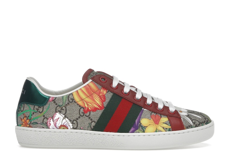 Pre-owned Gucci Ace Red Gg Supreme (women's) Sneakers In Beige In Sand