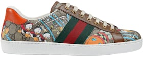 Gucci Disney Collaboration Donald Duck Sneakers Size 6.5 White/Green/Red 649399 Leather Rubber
