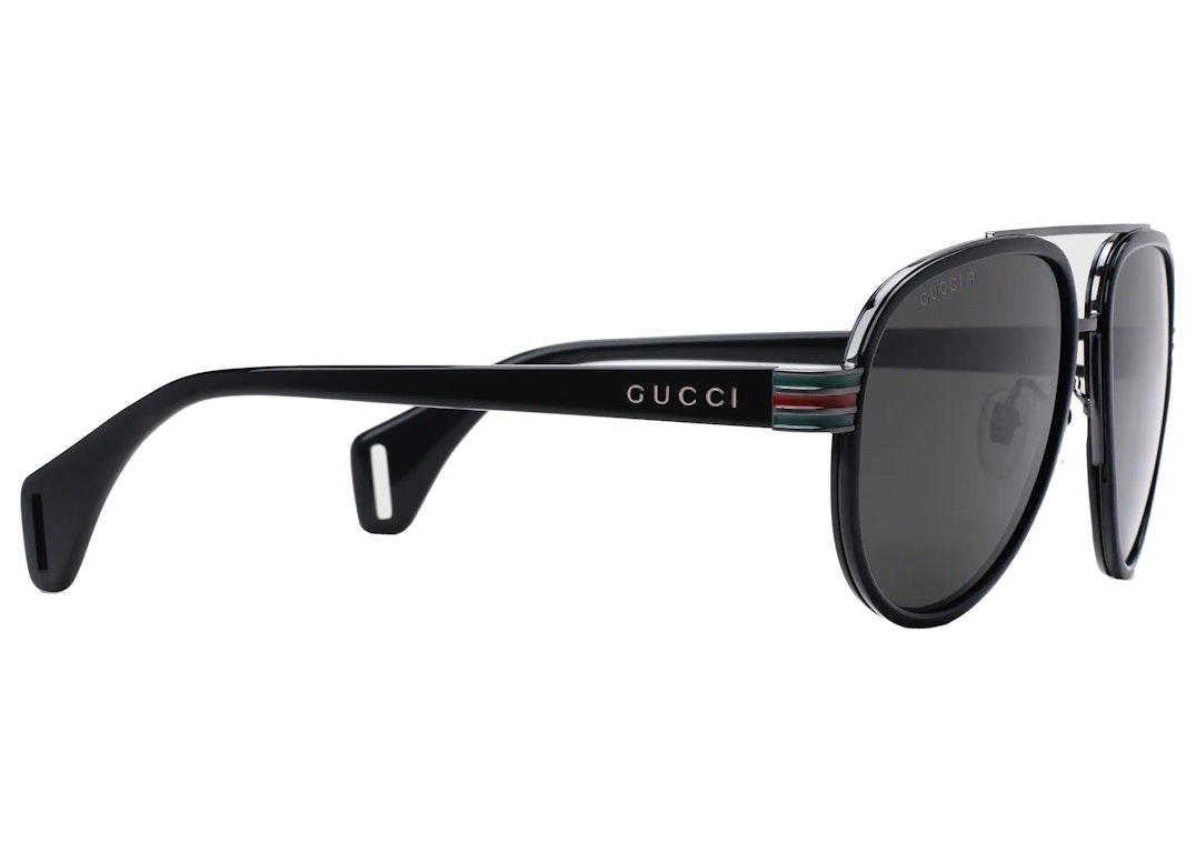 Pre-owned Gucci Acetate Aviator Sunglasses Black