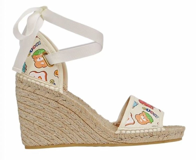 Pre-owned Gucci Animal Print Espadrille (women's) Sneakers In White