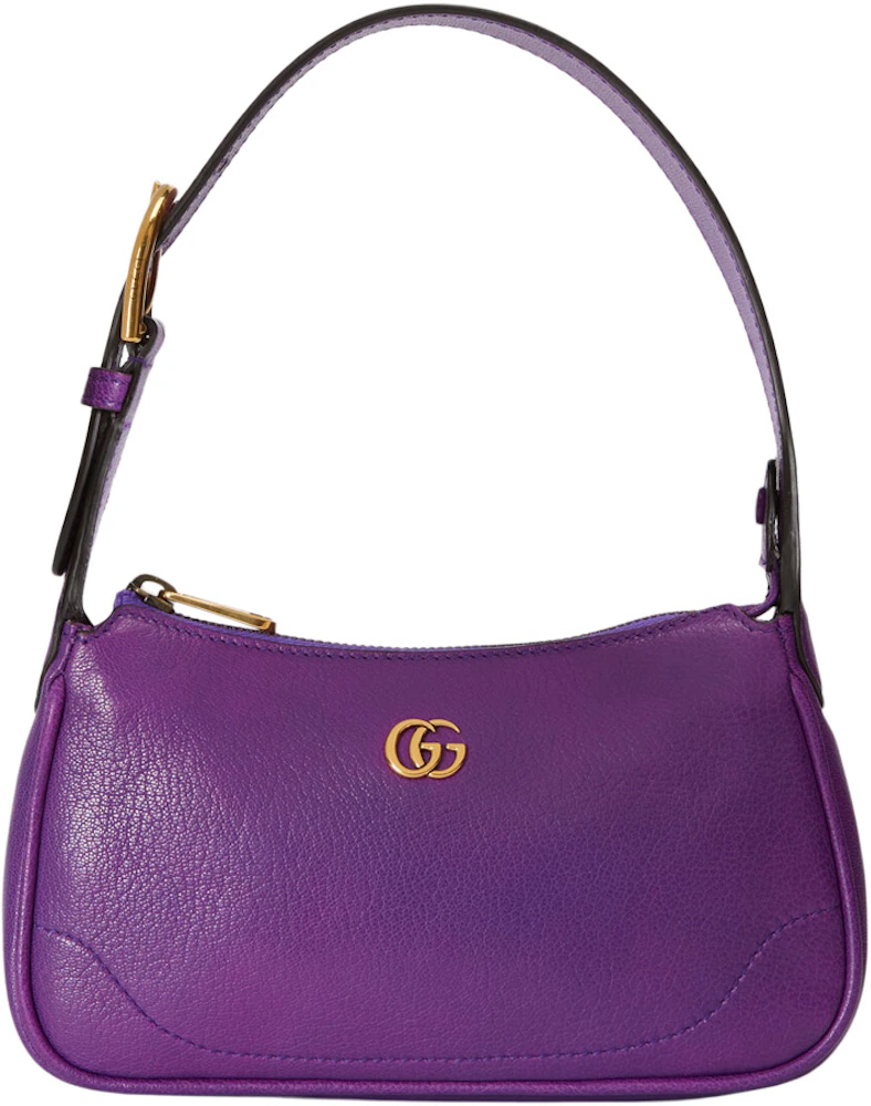 Gucci Aphrodite Shoulder Bag With Double G Purple in Leather with Gold-tone  - GB