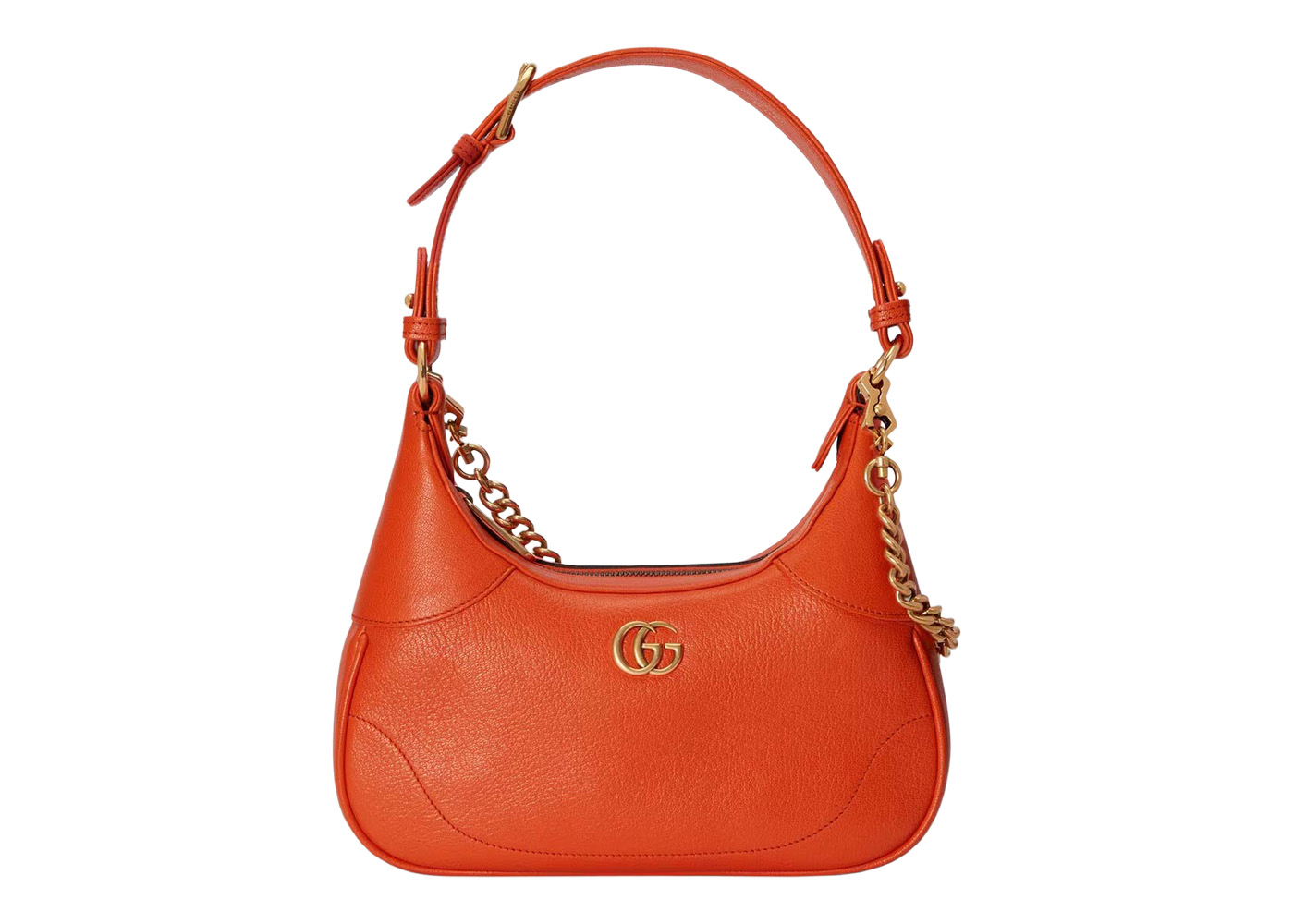 Gucci Aphrodite Small Shoulder Bag Orange in Leather with Antique