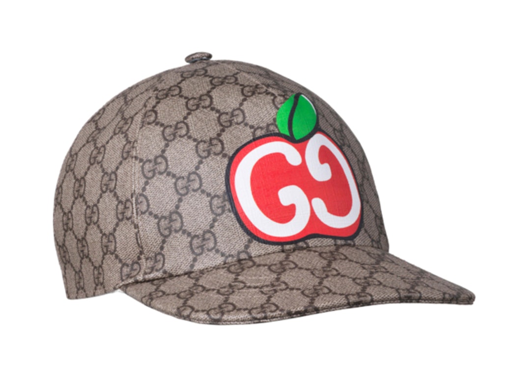 GUCCI Baseball cap Logo leather patch beige x Brown Size M canvas