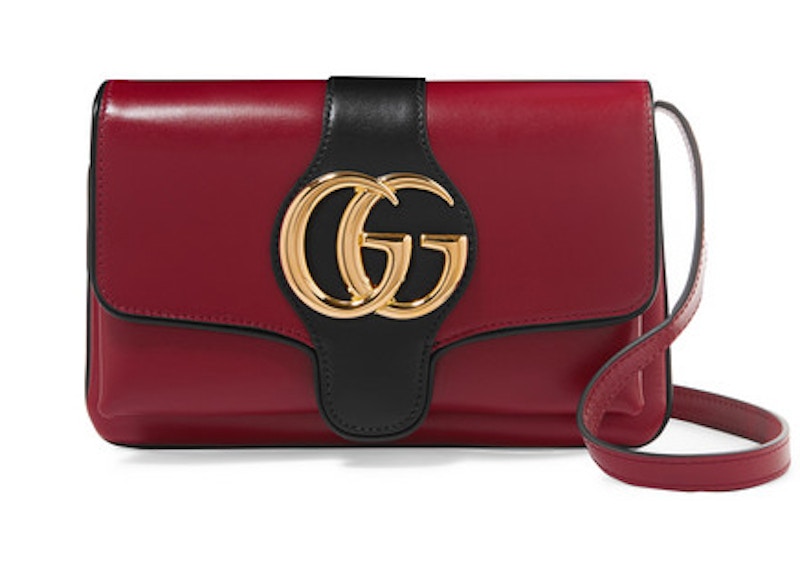 Gucci Arli Shoulder Bag Two Tone Small Red in Calfskin with Gold