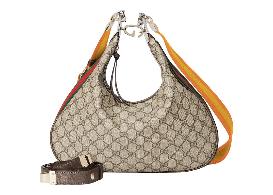 Pre-owned Gucci Attache Shoulder Bag Large Gg Supreme Beige/ebony/multi