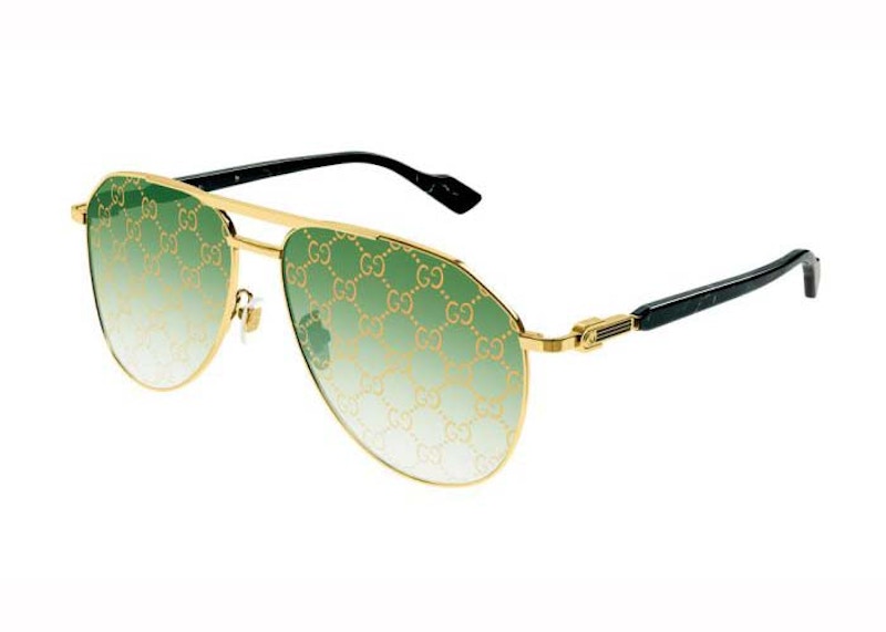 Gafas de sol Gucci Aviator Frame Dorado Verde GG1220S 004 59 in Acetate Metal MX