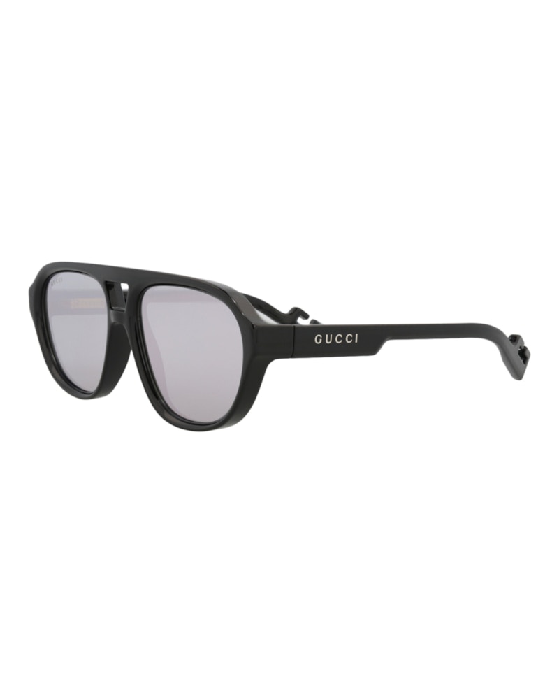 Pre-owned Gucci Men's Aviator Sunglasses/30013509002) In Black/silver (gg1239s