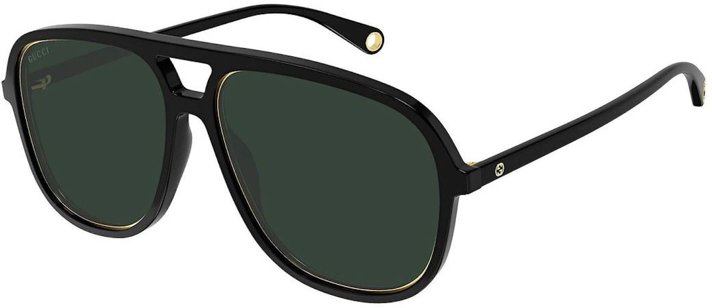 Gucci Aviator Sunglasses Black (GG1077S-002-57) in Acetate with Gold ...