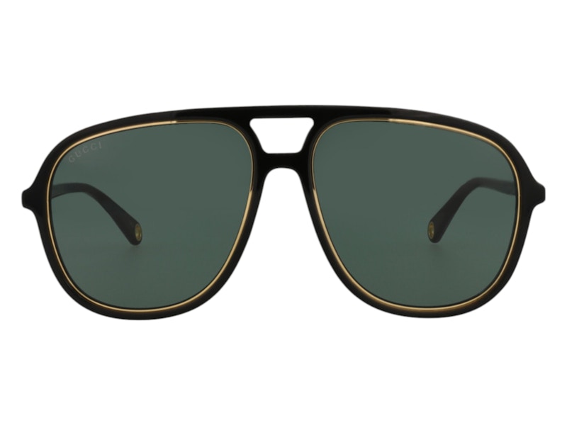 Pre-owned Gucci Women's  Aviator Sunglasses002) In Black/green (gg1077s/30012797 In Multi