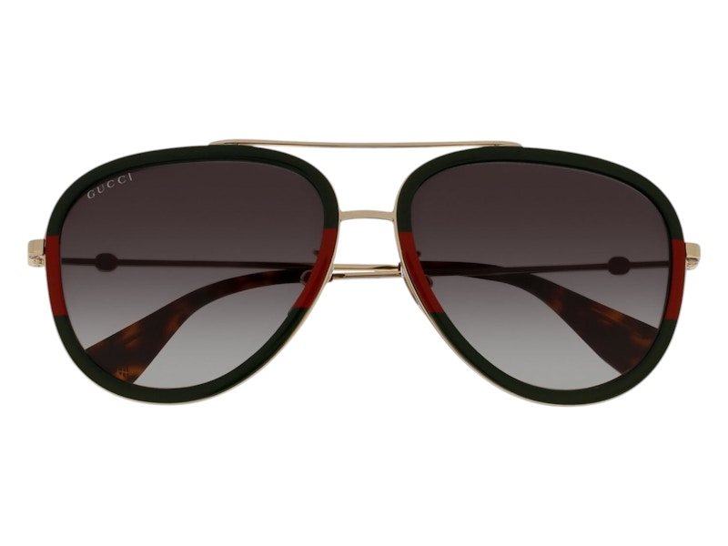 Gucci Aviator Sunglasses Gold Green (Gg0062s-003-57)