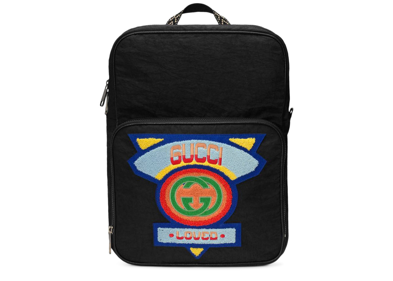 Gucci Backpack 80s Patch Medium Black in Nylon with Palladium-tone