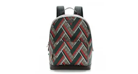 Gucci Chevron Print Backpack GG Supreme Monogram Medium Brown/Green/Red