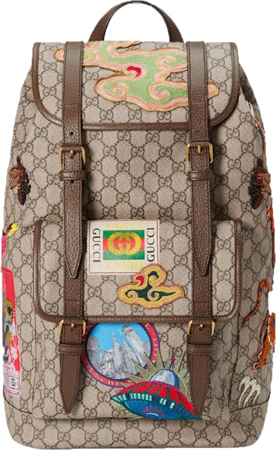 celle golf krak Gucci Courrier Soft Backpack GG Supreme Embroidered Patches  Beige/Ebony/Multicolor - US