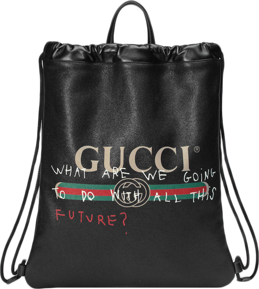 Gucci Coco Capitan Drawstring Backpack Black - US
