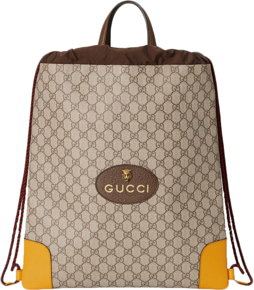 Gucci monogram drawstring bag brown  Gucci monogram, Bags, Louis vuitton  bag neverfull