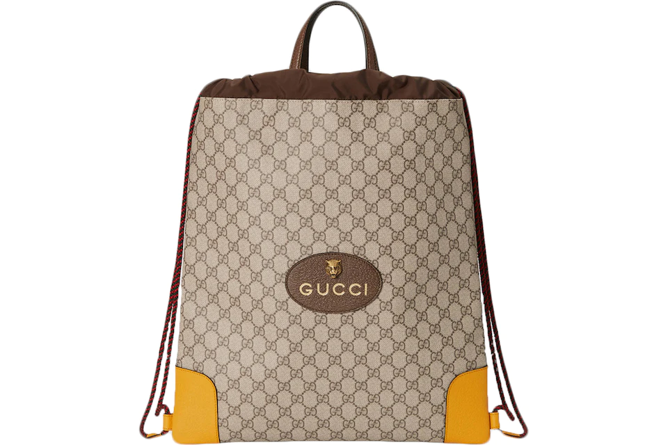 Gucci Drawstring Backpack GG Supreme Beige/Yellow