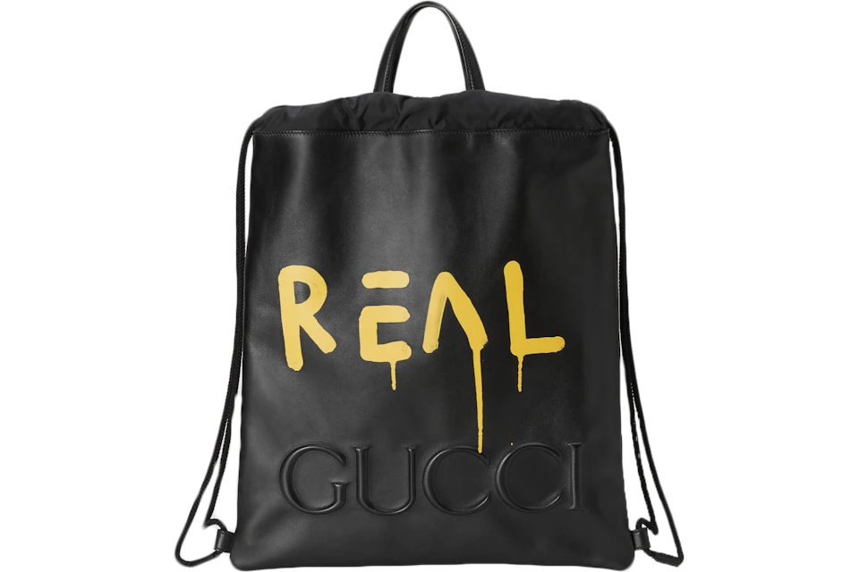 Gucci Drawstring Backpack GucciGhost Black/Yellow