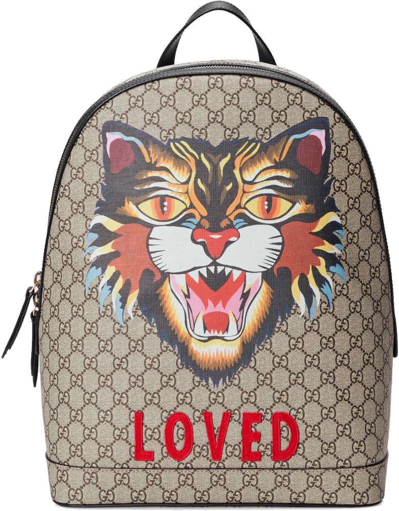 Gucci GG Supreme Angry Cat Monogram GG Embroidered Cat Beige/Black/Multicolor - US