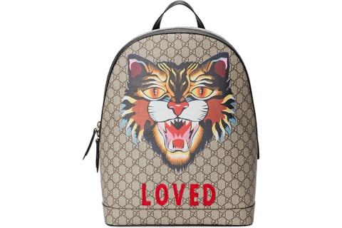 Gucci gg supreme tote with embroidered angry cat hotsell