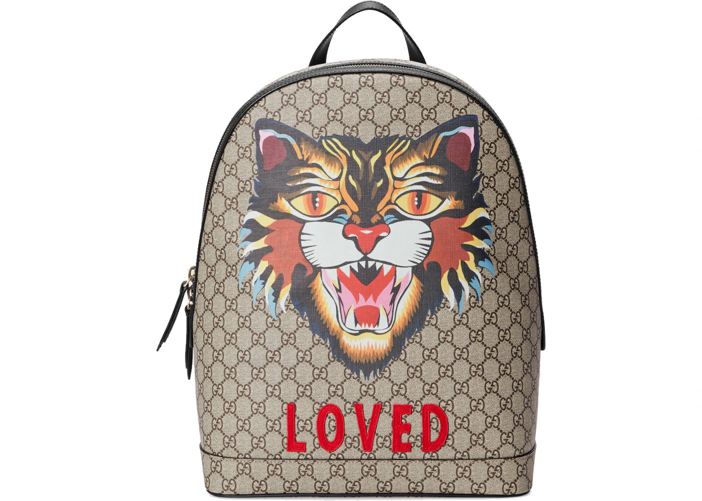 Gucci GG Supreme Angry Cat Backpack Monogram GG Embroidered Cat