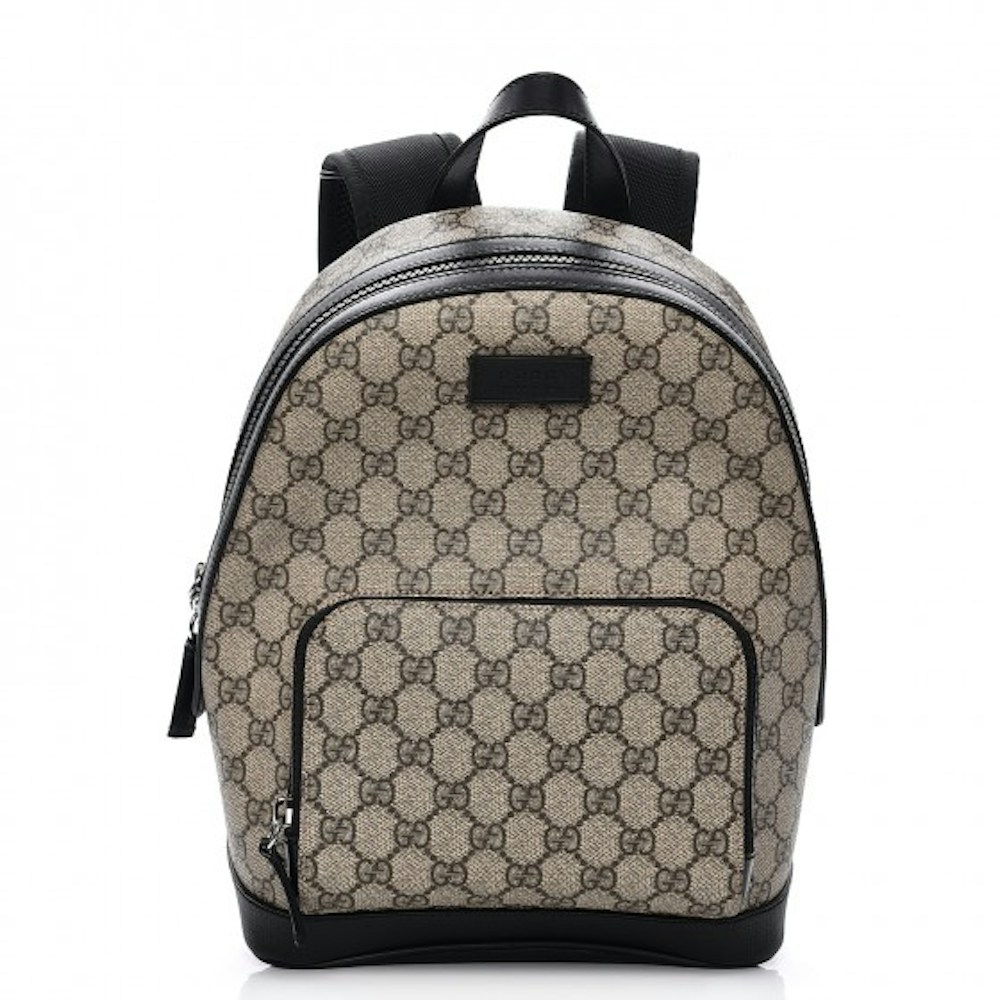Gucci Zipper Pocket Backpack Monogram Supreme Beige/Black in Coated Canvas Tone