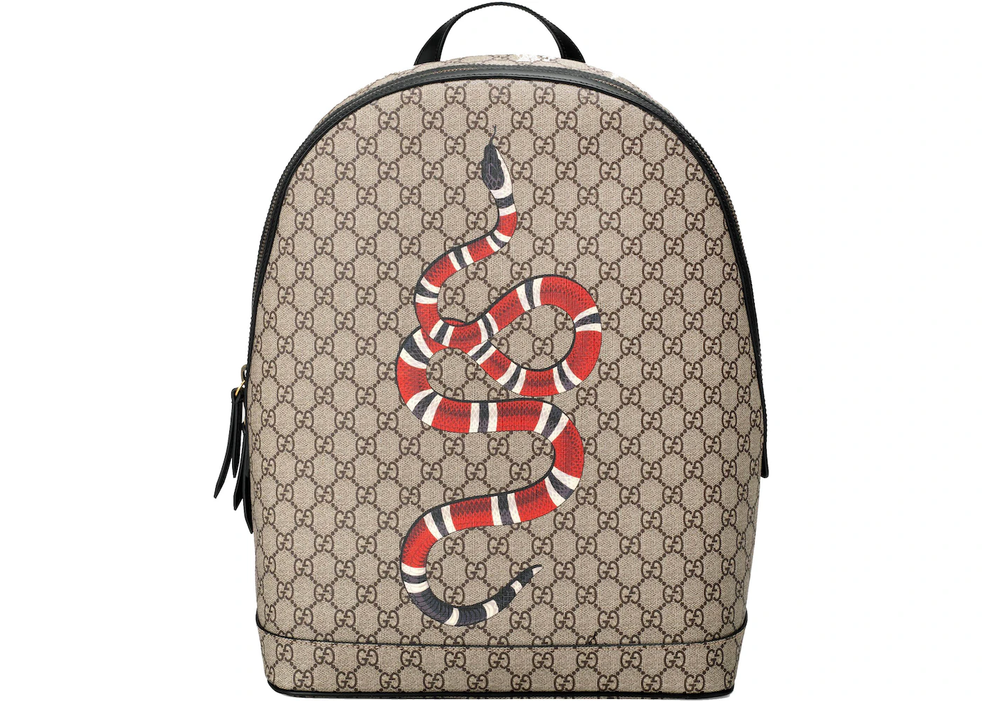 Gucci Backpack GG Supreme Kingsnake Print Beige/Ebony in Canvas