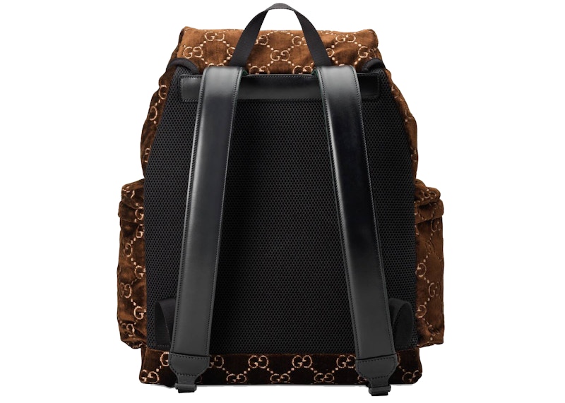 Gucci Backpack GG Velvet Medium Brown in Velvet with Brass tone GB