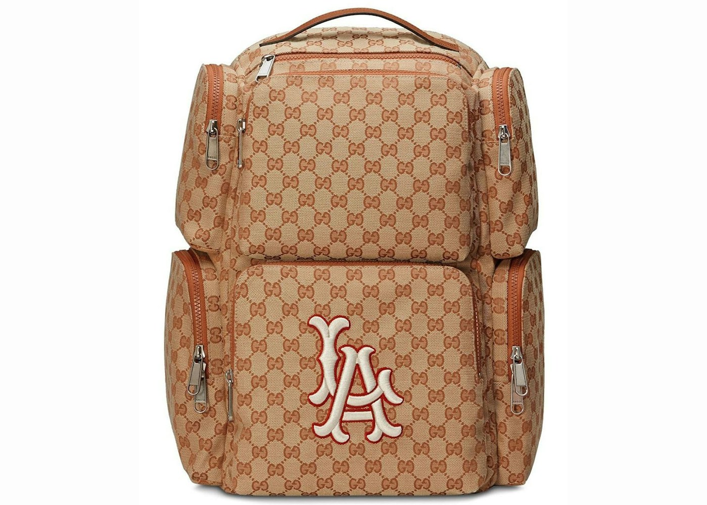 gammelklog ammunition stå Gucci Backpack LA Dodgers Patch Large Brick Red/Beige in Canvas with  Palladium-tone