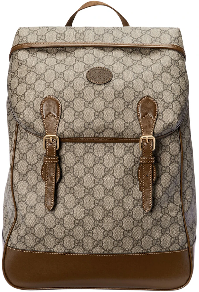 Gucci backpack in beige logo canvas and black leather