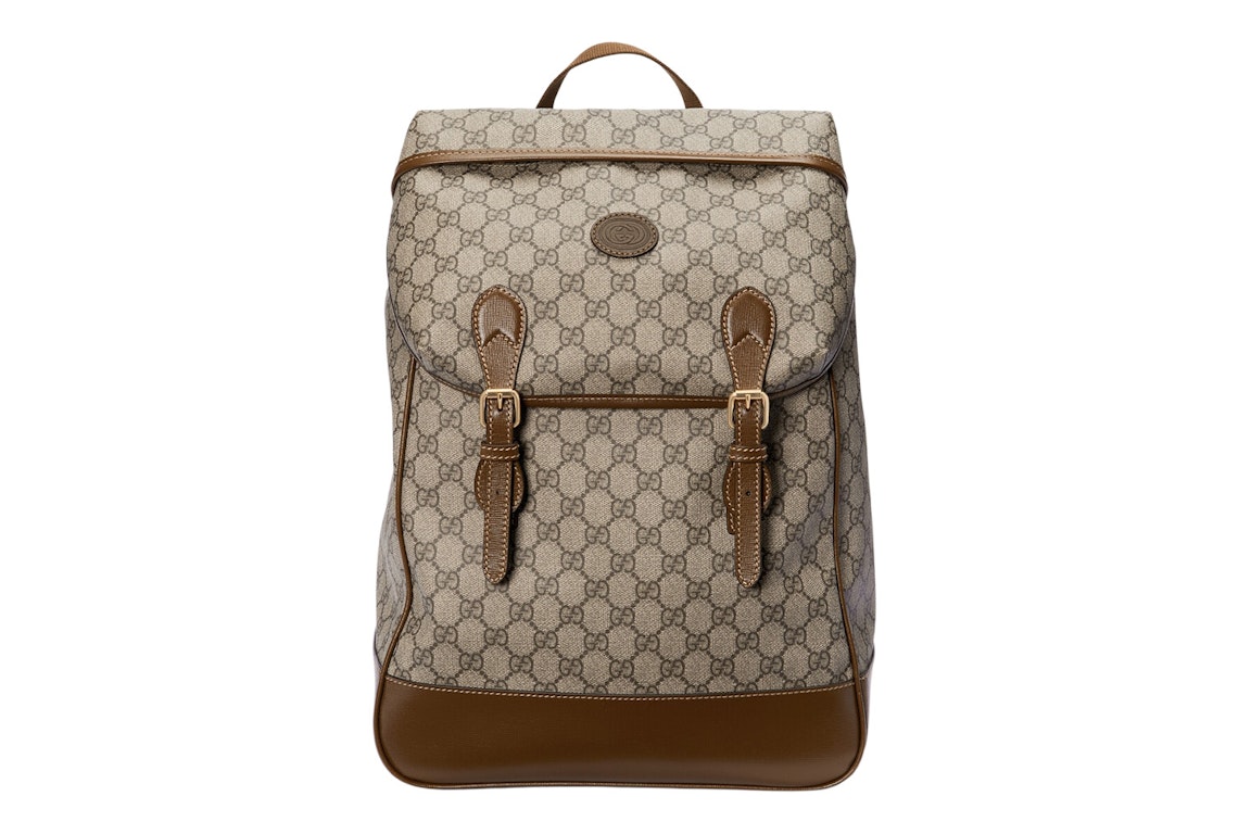 Pre-owned Gucci Backpack Medium Gg Supreme Canvas Beige/ebony