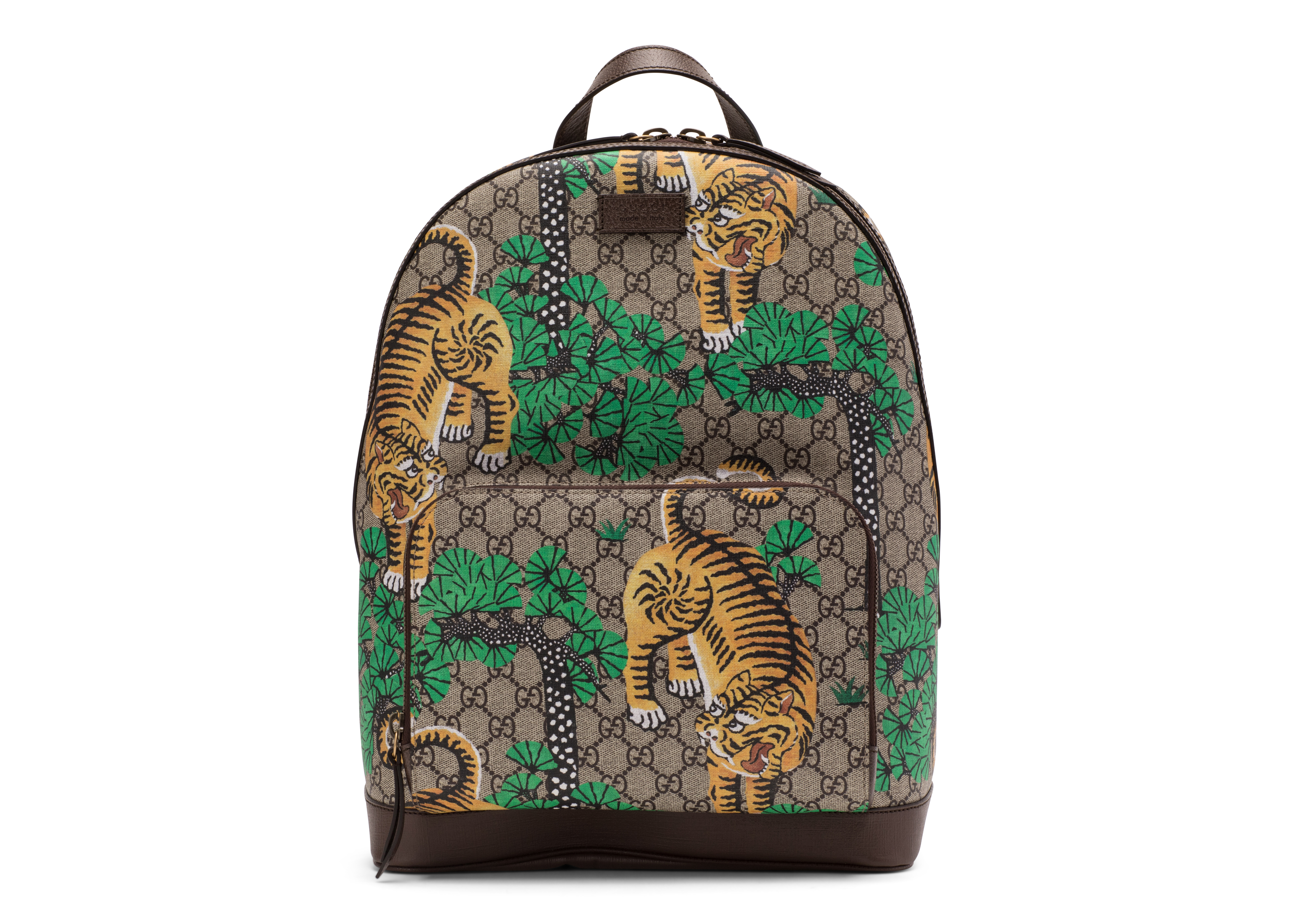 Gucci Tiger Print Backpack GG Supreme 
