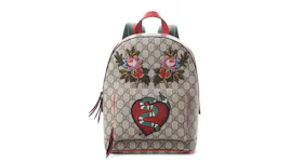 Gucci Backpack Monogram GG Supreme Flower Snake Patches Small Red