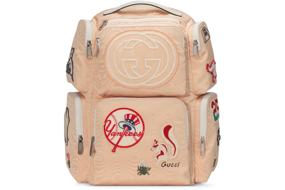 Gucci Backpack NY Yankees Medium Brick Red/Beige in Canvas with  Palladium-tone - US