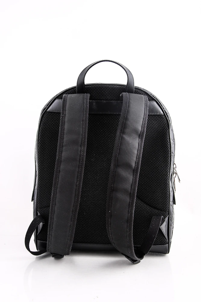 Gucci Signature Backpack GG Monogram Front Zipper Pocket/Embossed Black ...