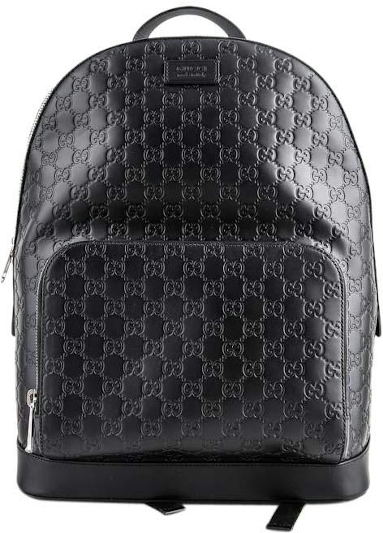 Gucci Signature Backpack GG Monogram Front Zipper Pocket/Embossed Black